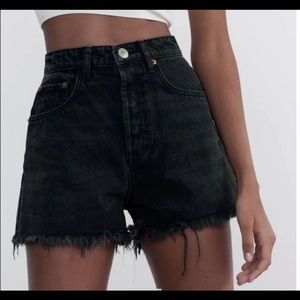 Zara distressed high waist black shorts